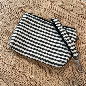 Thirty-One Twill Stripe Mini Zipper Pouch and Key Fob bundle